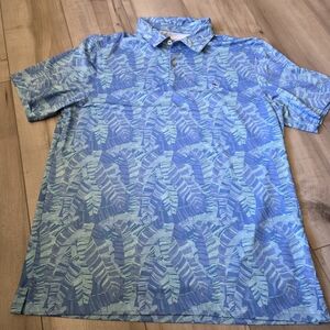 Vineyard Vines Light Blue Leaf Print Polo